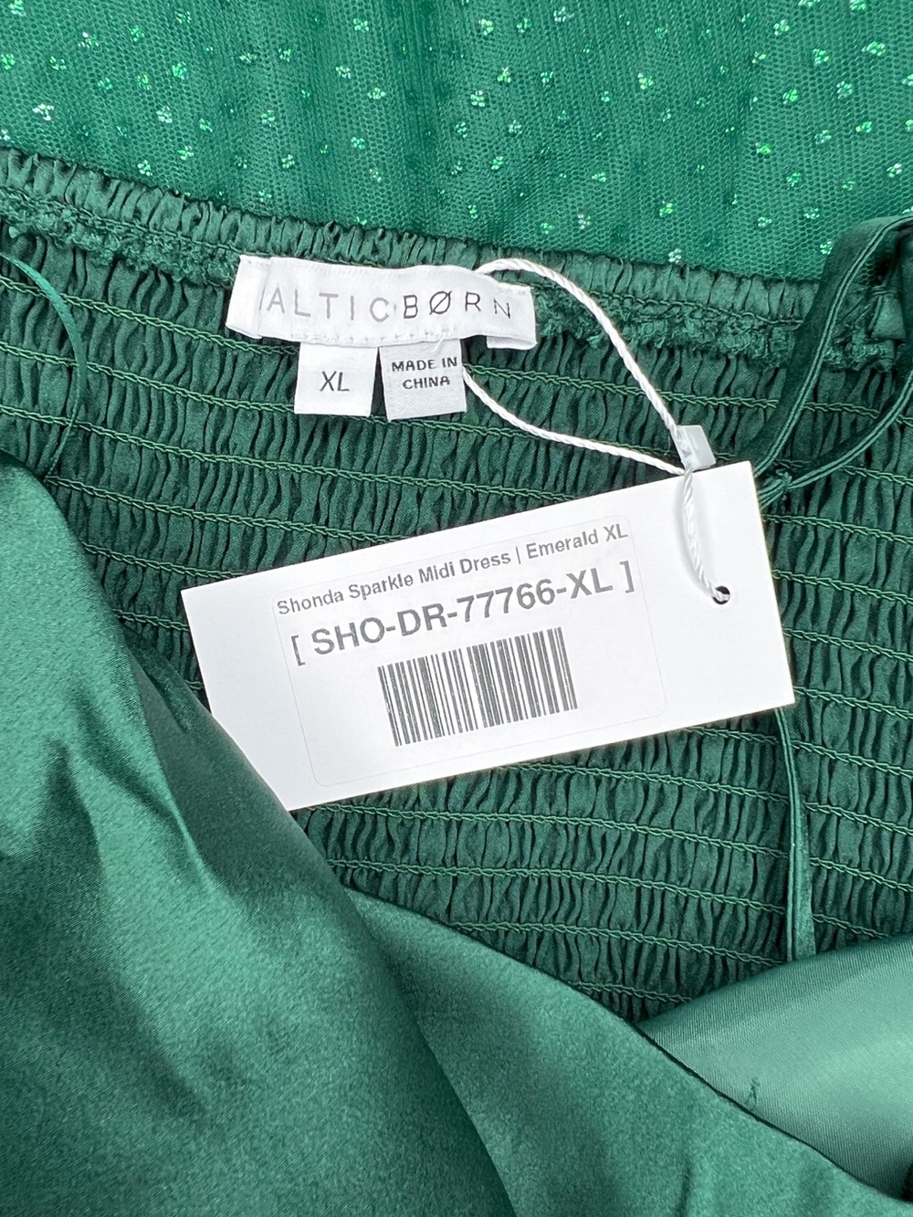Baltic Born Shonda Sparkle Midi Dress Emerald Green Tulle size XL NWT - Picture 6 of 10
